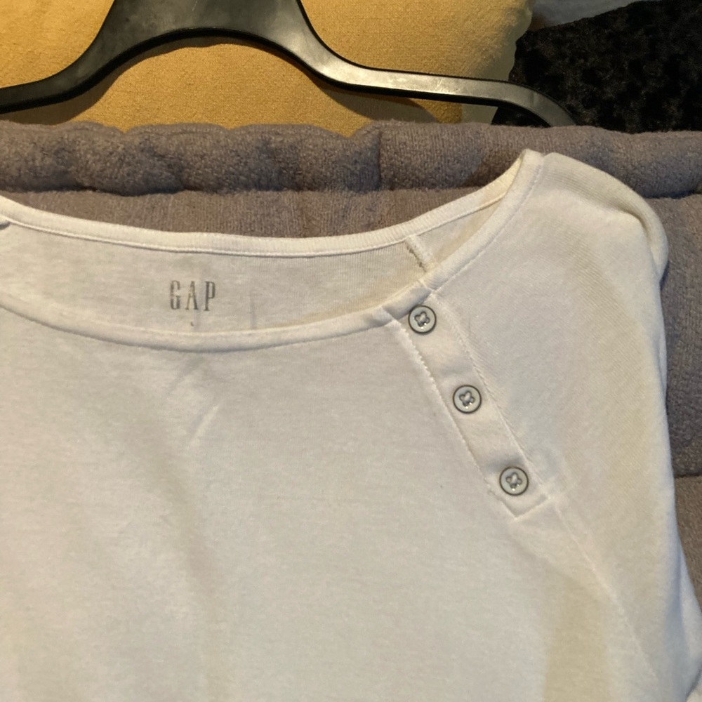 GAP Ivory Button-Accent Tee